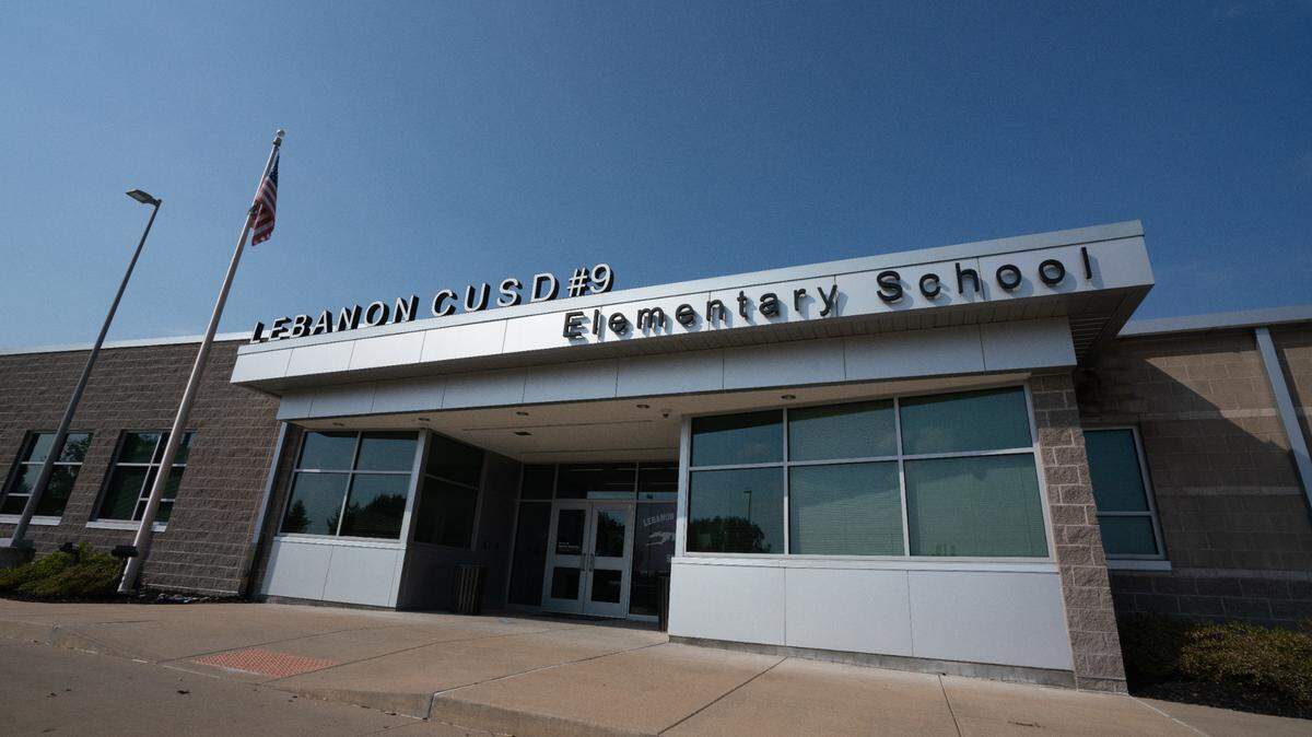 Outside Lebanon Elementary School in Lebanon, Ill. on Oct. 3, 2023.
