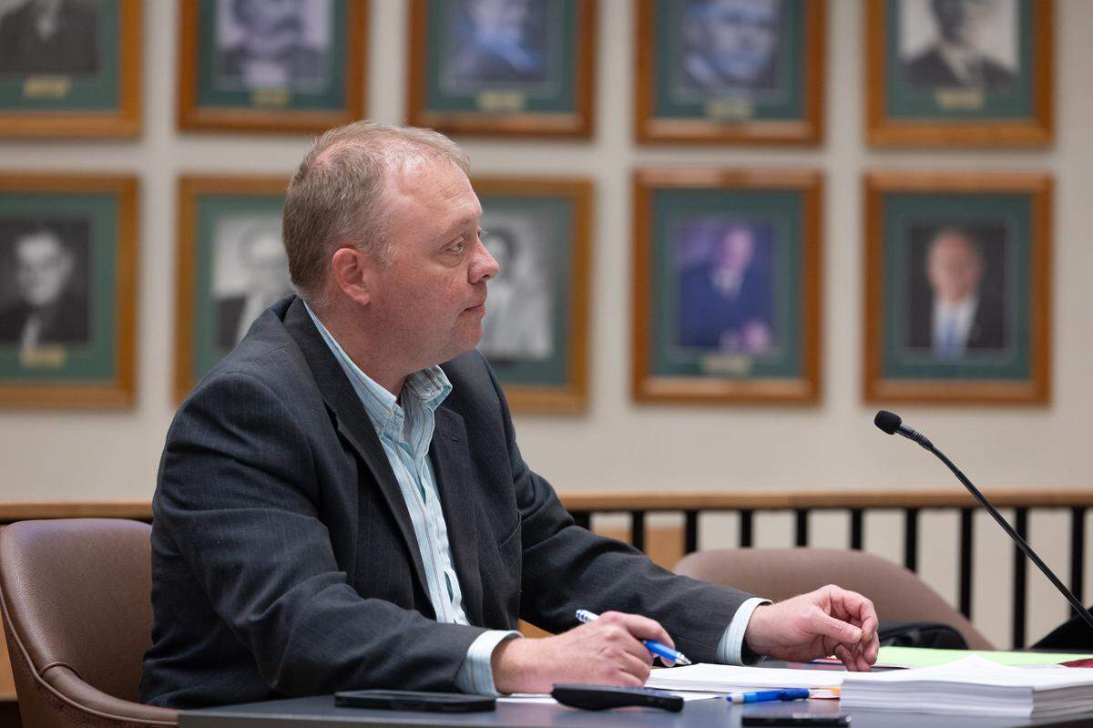 Cliff Cross, the city of Belleville’s director of economic development, planning and zoning, is shown at a Zoning Board of Appeals meeting in November 2024.