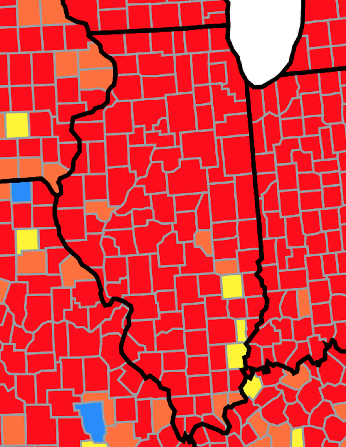 This map from the U.S. Centers for Disease Control and Prevention shows COVID-19 community transmission levels by Illinois county as of Friday, June 10.