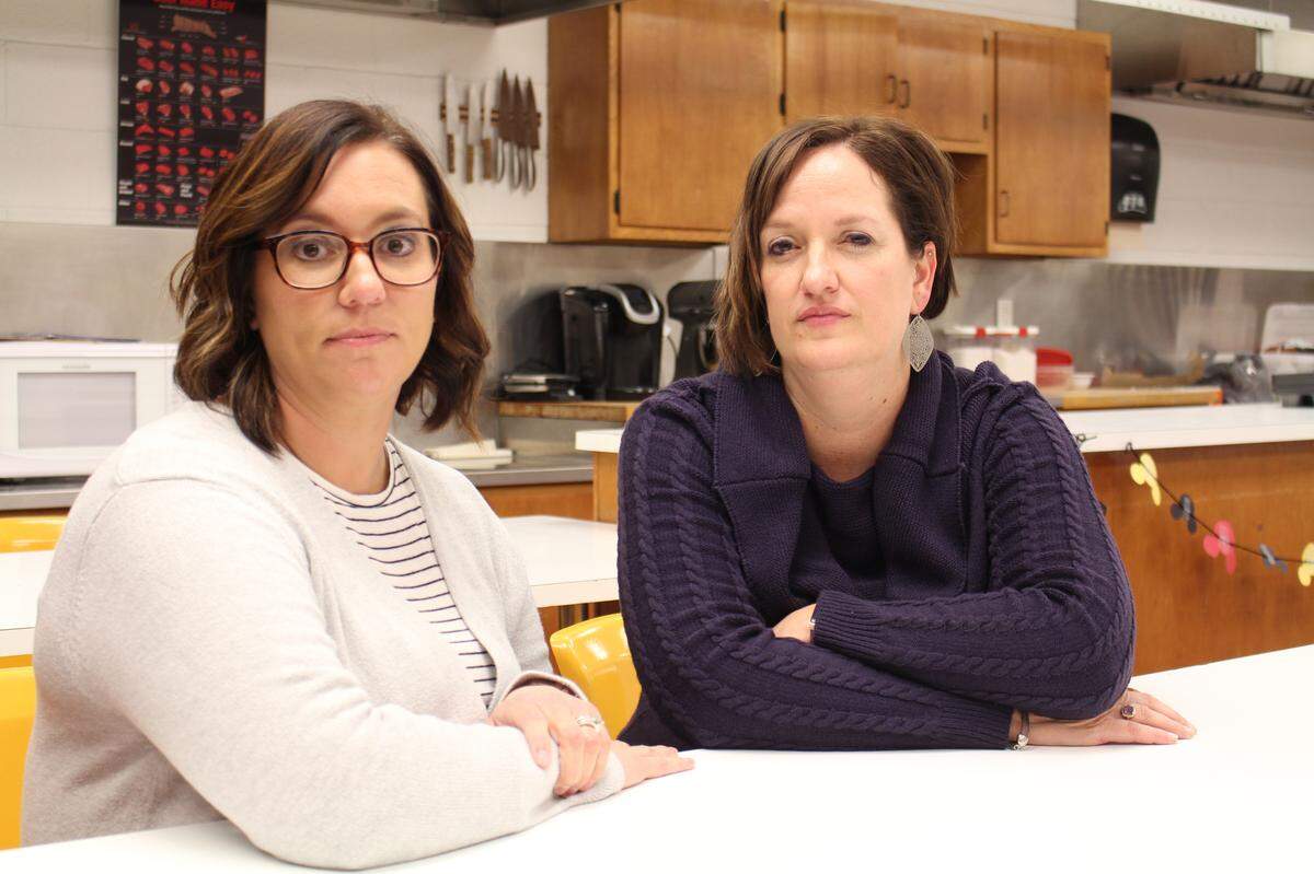 Central Community High School teacher Lauren Langhauser, left, and counselor Trisha Lohman are advisers to the school’s LifeSavers crisis-prevention program.