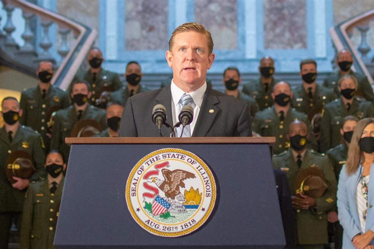 Illinois State Police Director Brendan Kelly is pictured in a file photo at the Illinois State Capitol. In an effort to increase its ranks and attract potential future troopers, the ISP announced the reimaging of the Fast Track Program into the newly created Lateral Entry Training Program. The new program is designed to incentivize current law enforcement officers to increase their opportunities and join ISP.