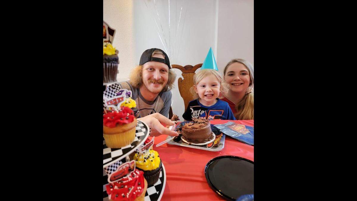 Karlie Langley, 27, on the far right, with her son, Ryett, and his father, Mark Benedick.