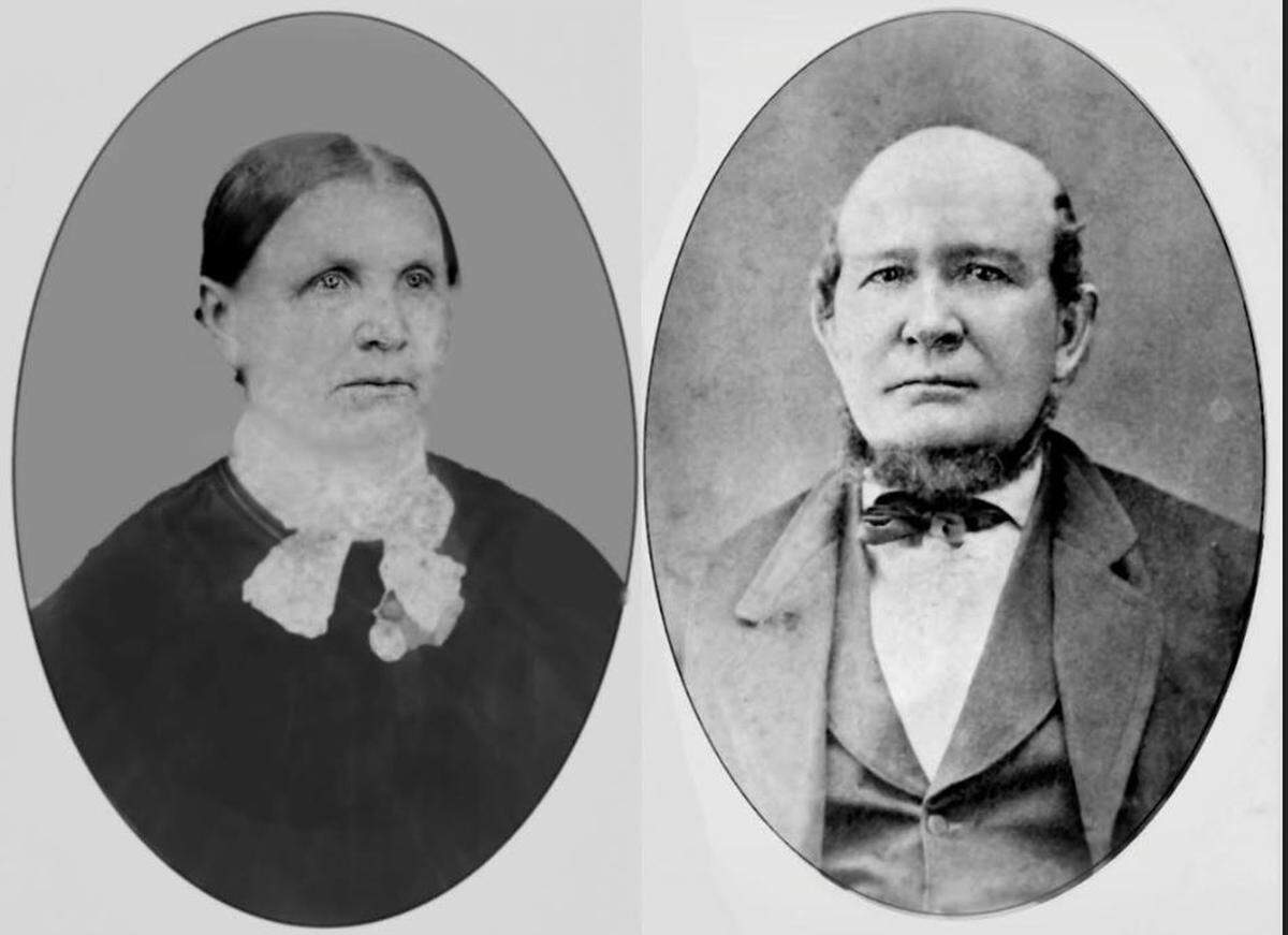 These 1870 portraits show Margaretha Meder, left, matron at St. Clair County Poor Farm and Hospital, and her husband, Peter Meder, superintendent from 1872 to 1881.
