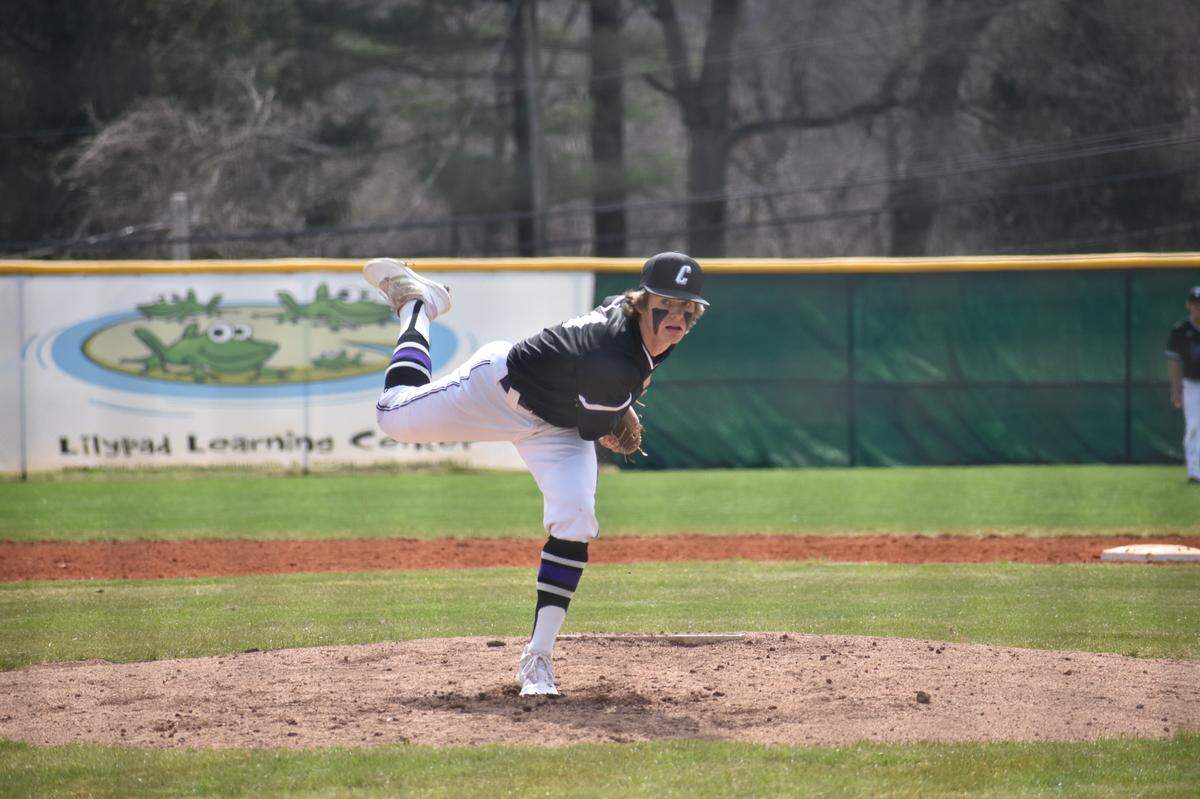 Breese Central High School’s Dalton Boruff delivers a pitch during a game this season. Boruff is the winner of this week’s Belleville News-Democrat Baseball Player of the Week high school poll, as selected by readers of bnd.com.