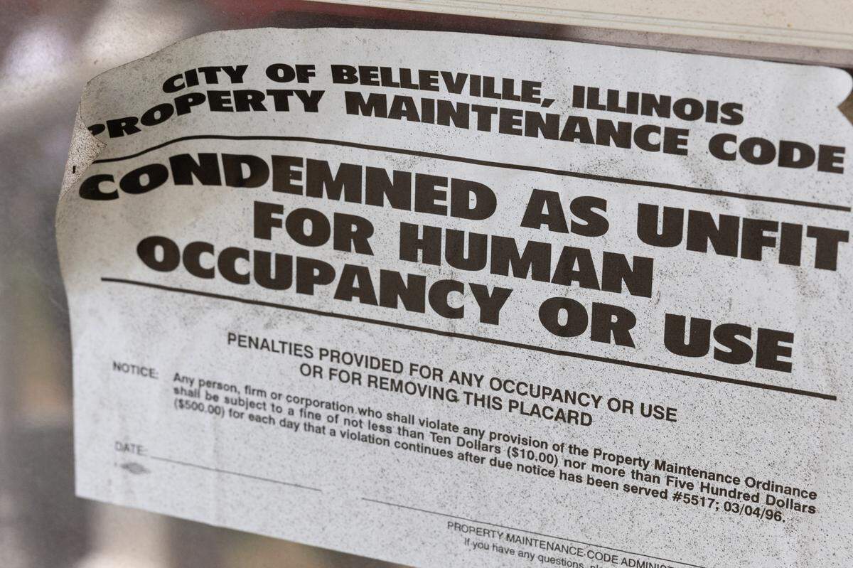 The city of Belleville marked 217 N. Jackson St. with a sticker stating the building is condemned.