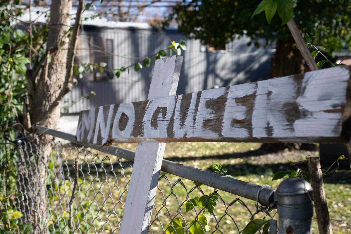 This is the cross Riley Goodwin found in the yard of his Marissa, Ill. property. “Fag No queers” is the message painted on the sign. “I’ve never really experienced anything like that in the 30 years I’ve been here,” Goodwin said. “People here just aren’t like that.”