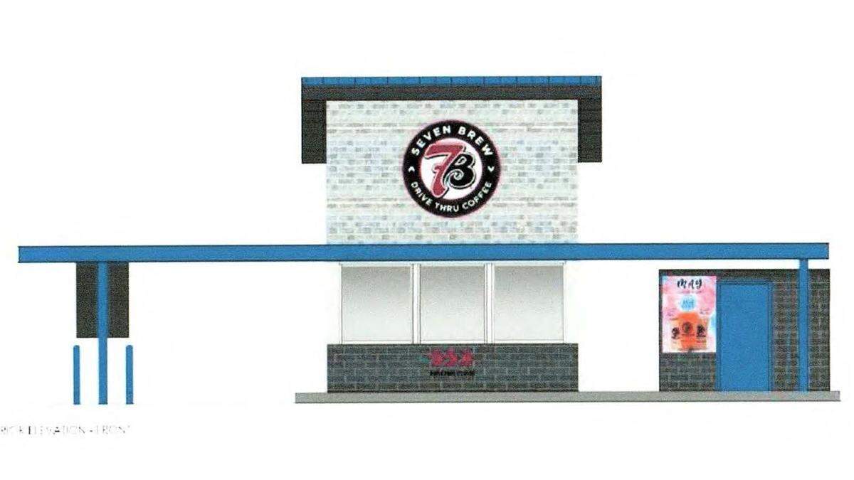 Front view rendering of a 7 Brew Coffee location proposed for Fairview Heights