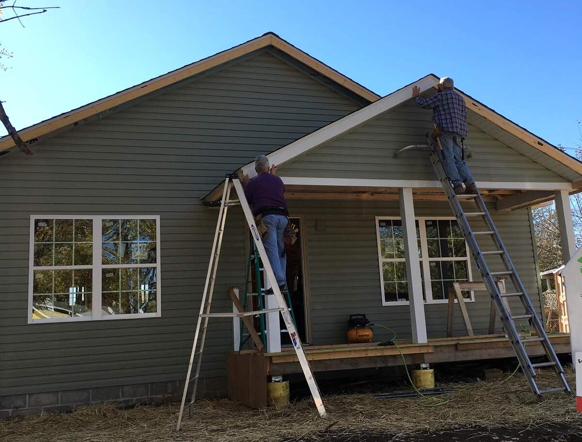 Pictured is one of the Habitat for Humanity homes under construction in 2018 in O’Fallon. After building six affordable homes in O’Fallon, the local chapter of the Lewis & Clark Habitat for Humanity affiliate took a giant leap last week by completing a real estate transaction with the city that will create opportunities for seven more home ownership.