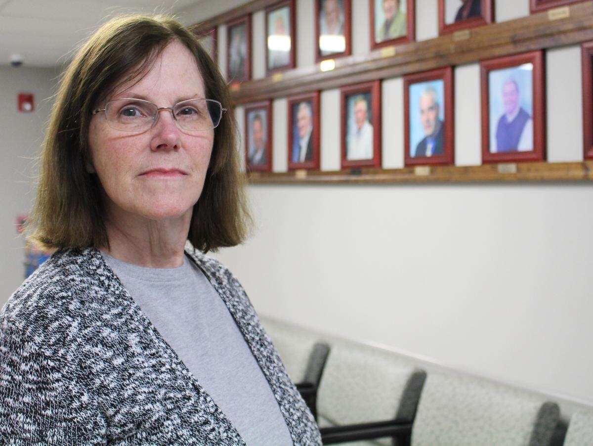 Dr. Deanna DuComb, shown here in April of 2019 after a Clinton County Board meeting, is a dermatologist in Carlyle who is doing digital consultations.