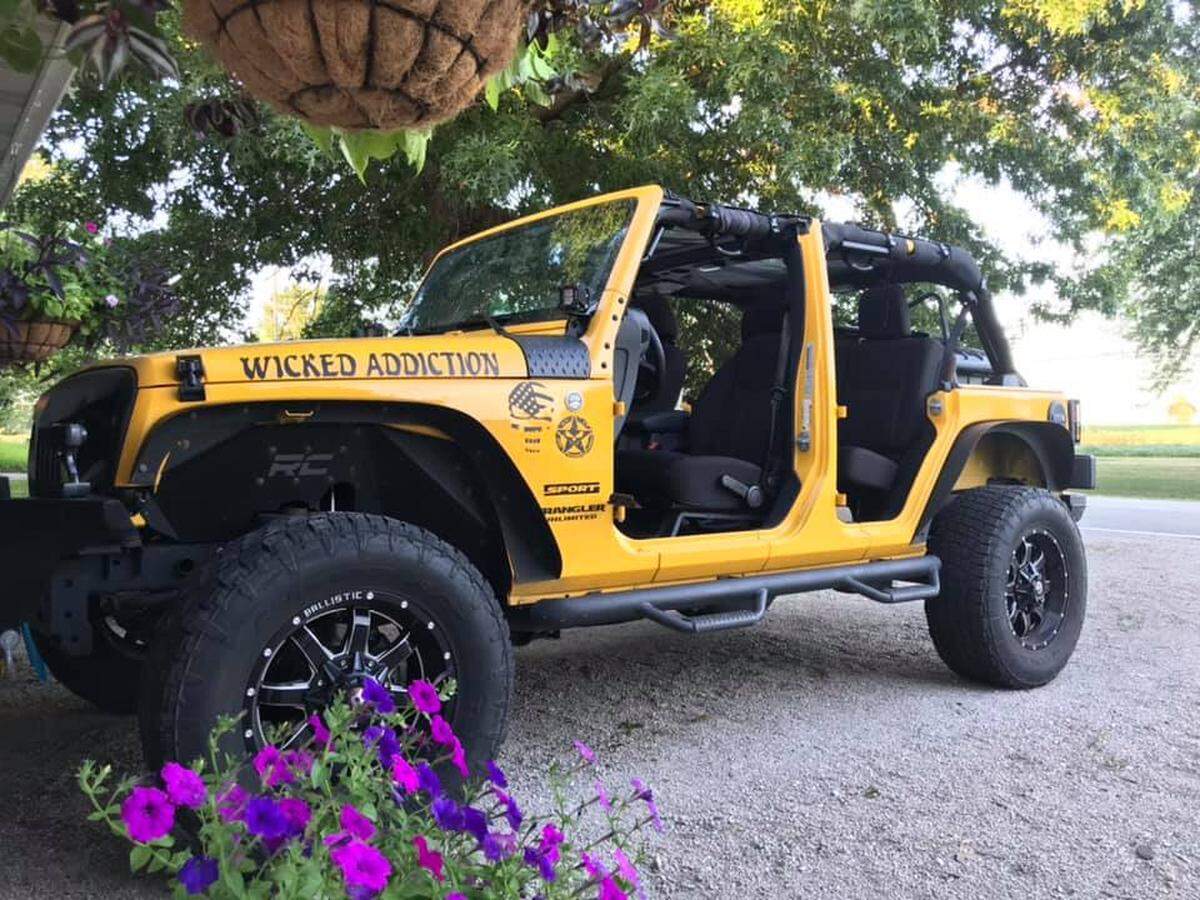 This Jeep Wrangler was stolen from the parking lot of St. Clair Square mall on Saturday afternoon, when thieves broke into several other vehicles outside Fairview Heights shopping areas.