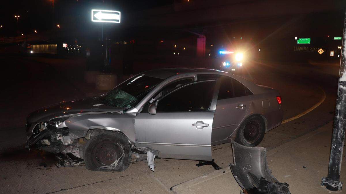 A Hyundai Sonata driving by Ryan Fleming of Belleville crashed into a concrete barrier near downtown St. Louis after a high-speed chase with police in 2021, according to federal court documents.