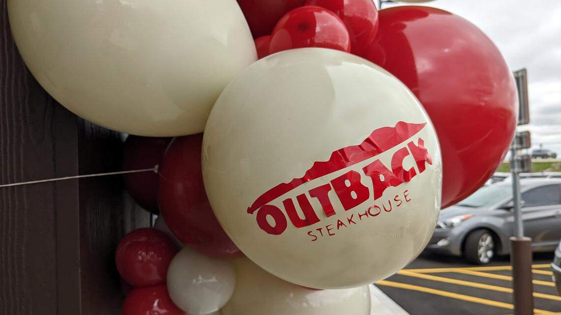 Balloons are displayed inside and outside of Outback Steakhouse to celebrate the restaurant’s opening in O’Fallon.