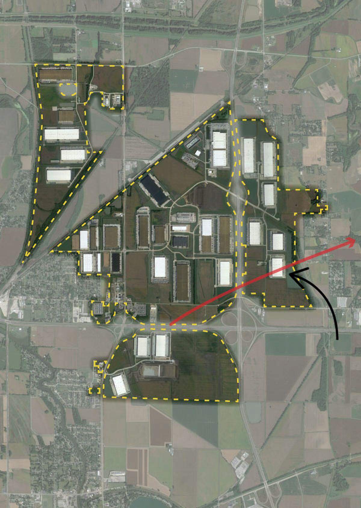 Enterprise Zone boundaries and tornado track are approximate. Portions of Enterprise Zone are not included in map.