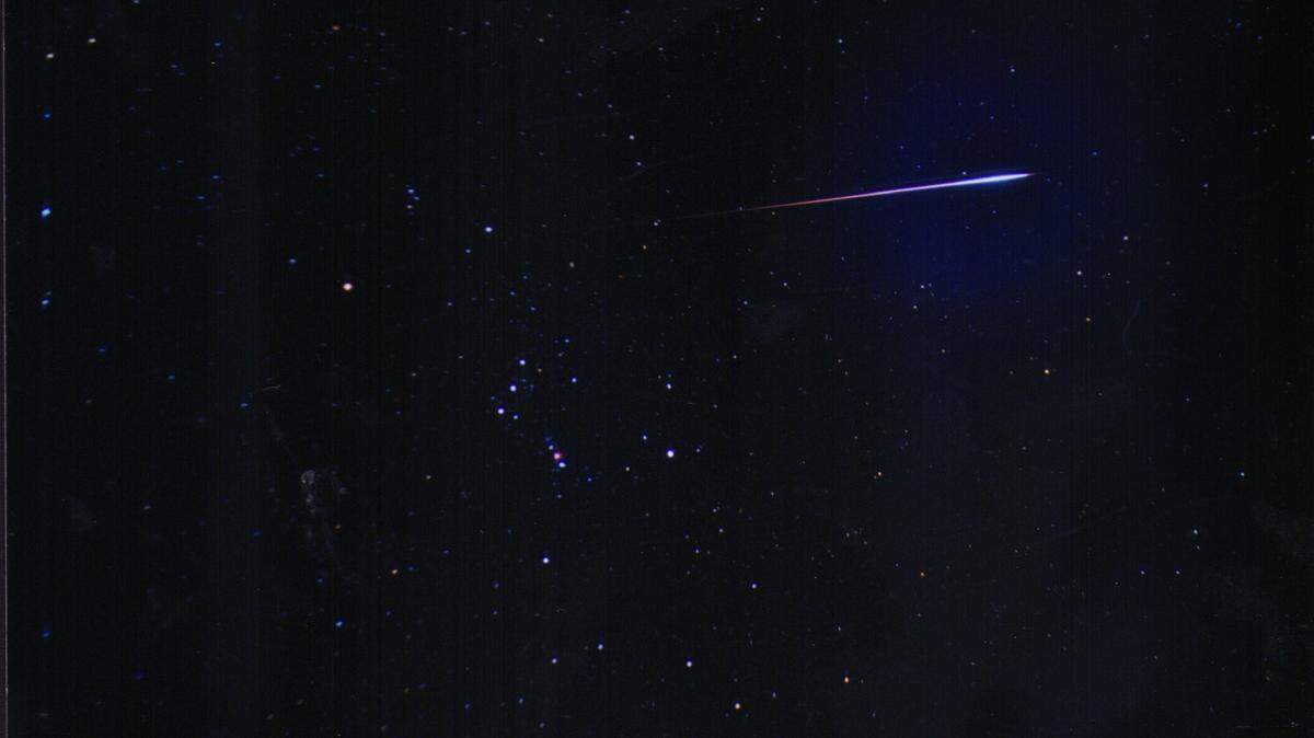 Mark Jones, secretary of the St. Louis Astronomical Society, said the Leonids have always been one of his favorite meteor showers. Constellation Orion is shown to the left of this meteor trail from the 1999 Leonids.