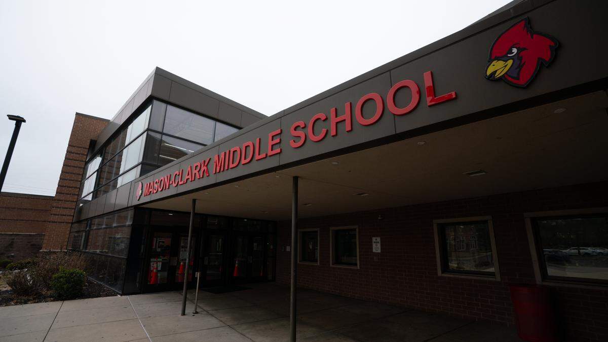 Outside of Mason-Clarke Middle School in East St. Louis, Ill., on Jan. 26, 2024.