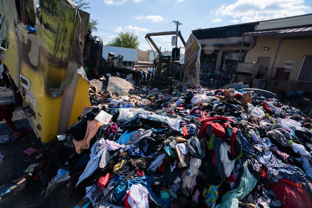 Outside of Savers in Fairview Heights on Oct. 31, 2023, after a three-alarm fire destroyed trailers full of donated clothes and did damage to the rear of the donation center.