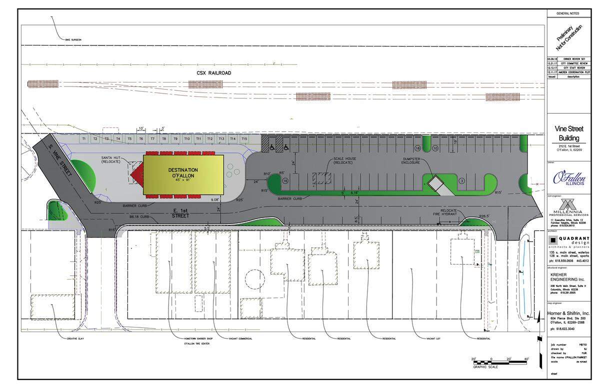 The site layout for the downtown pavilion project in O'Fallon.