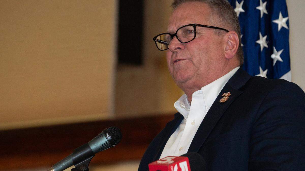 Mike Bost (R-Murphysboro), at a voter meet-and-greet in Albers, Ill. on Feb. 7, 2024.
