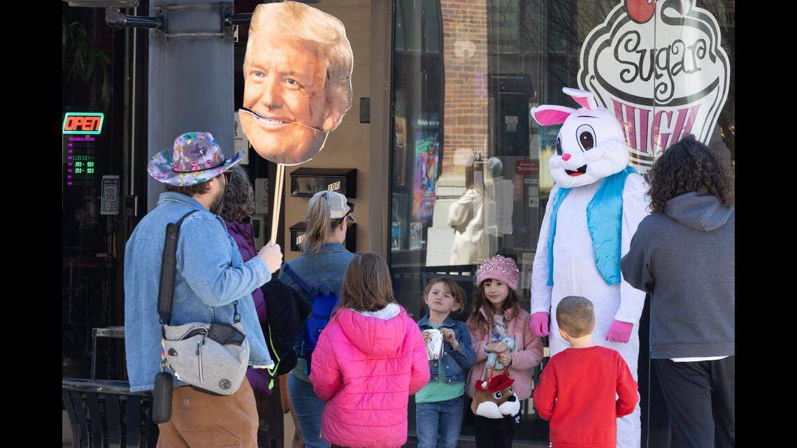 No Kings protest and Easter egg hunt share downtown Belleville for a day