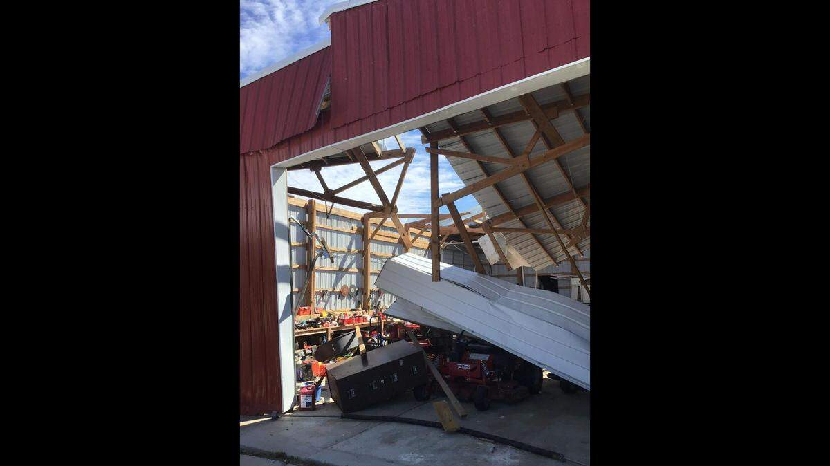 Roof damage posted on the National Weather Service St. Louis site with a report on nine tornadoes that swept through the St. Louis region on Thursday, Sept. 18,2024. No other information was included with the photo.