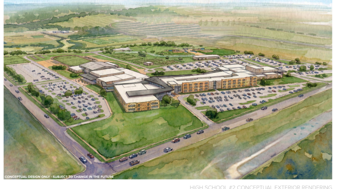 A conceptual design of what an additional high school in Aledo ISD could look like. The design was created by the architecture firm Huckabee, based on planning and feedback from a citizen-led growth committee.