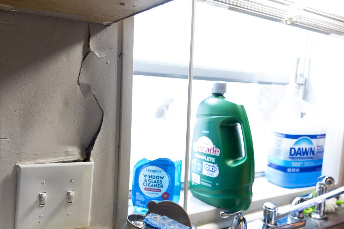 A wall inside Matthew Clevenger’s home caved in from water damage.