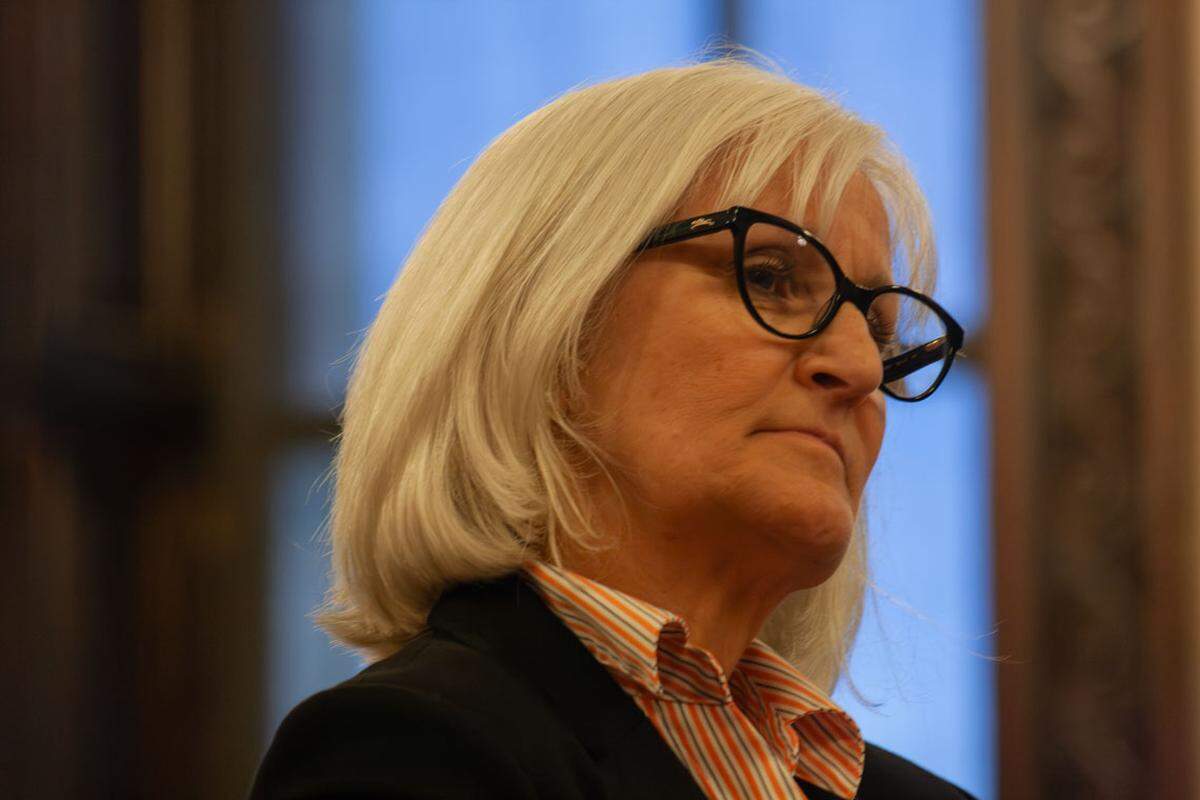 Sen. Mary Edly-Allen testifies in committee on Wednesday. Edly-Allen is sponsoring a bill to promote transparency from large developers like Anthropic and OpenAI.