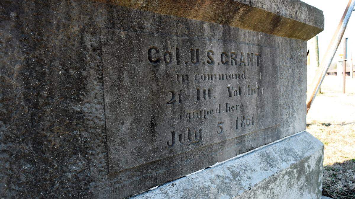 Col. U.S. Grant marker at the Morgan County Fairgrounds in Jacksonville.