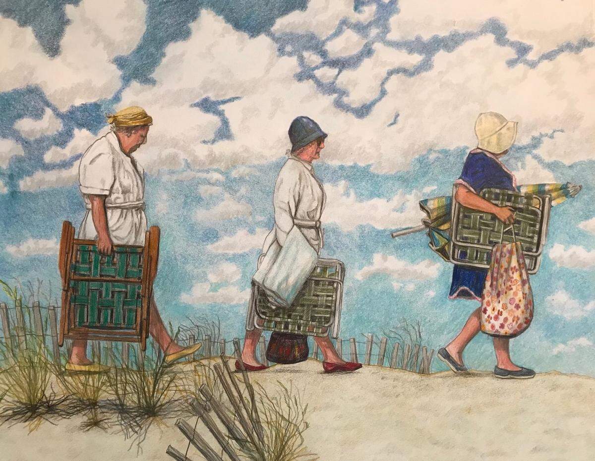 Steve McAlevey is one of the artists featured in the Green Door art gallery's July exhibit. This work is called "Girls on the Beach".