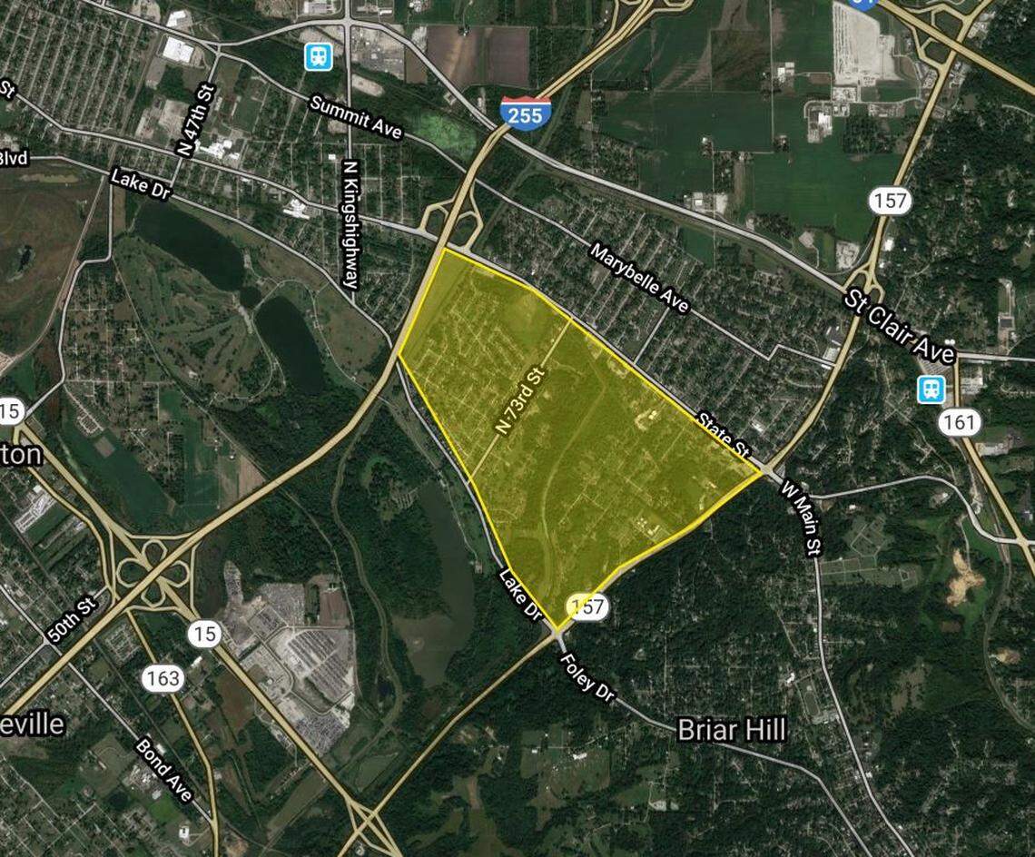 A map of the northern area of Centreville, where residents say raw sewage regularly floods their streets, lawns and homes.