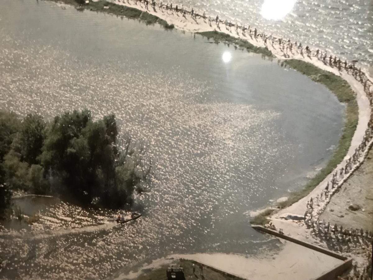 The community rallied to sandbag around the levee near Columbia during the Flood of ’93.