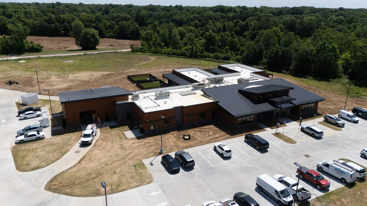 This drone photo shows the new St. Clair County animal control building at 1123 Comwest Parkway in Belleville.