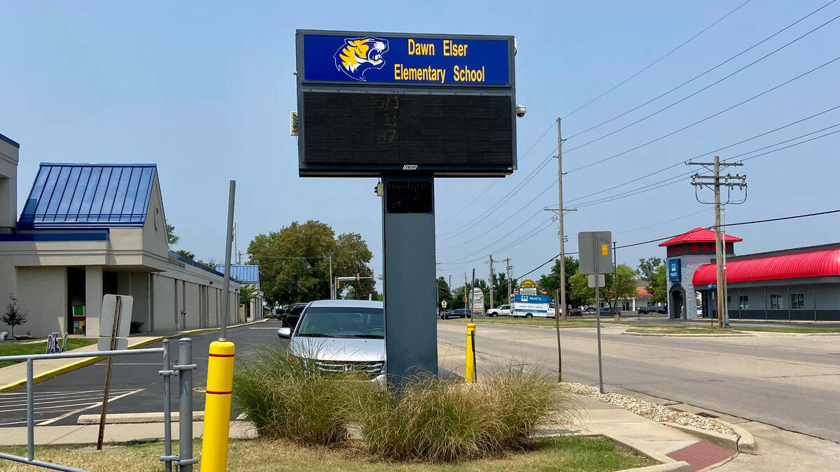 The Dawn Elser Elementary School sign is in place at the former Central School.