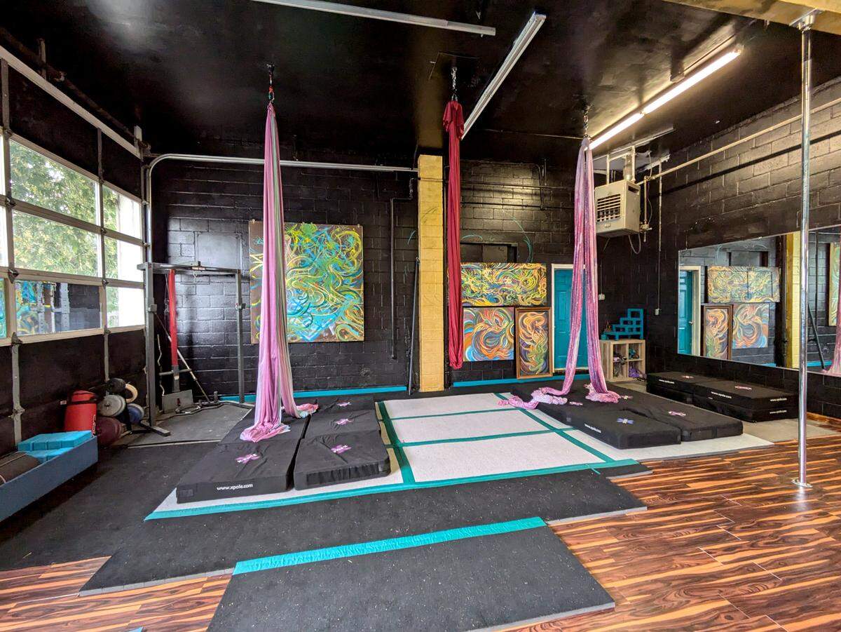 Overall view of the studio at Valkyrie Aerial Arts, 3800 W. Main St., Belleville