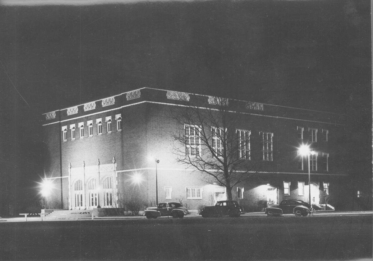 The old Belleville West Auditorium. Photo taken in October 1950. It is now the auditorium for Lindenwood University-Belleville.