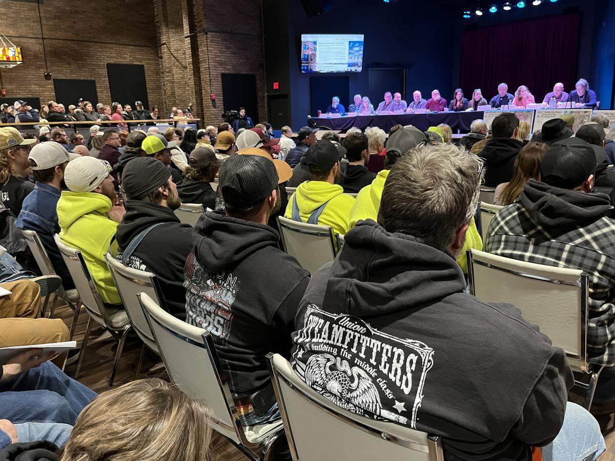 A standing-room-only crowd of about 300 people packed The Mill community center in Granite City on Thursday night. The city’s Planning Commission meeting turned into a public forum on data centers.