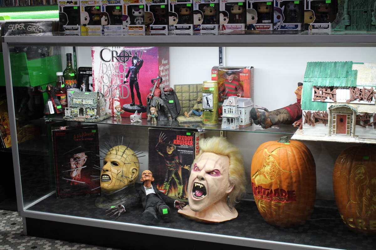 Monster Vinyl in Collinsville sells masks, dolls, games, figurines and other collectibles related to horror films, as well as albums, CDs, cassettes and eight-tracks.