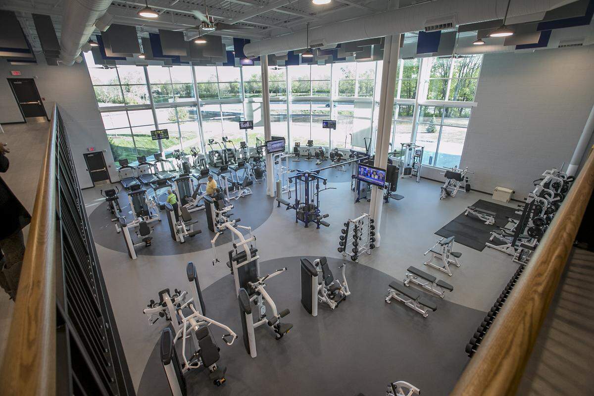 The fitness center at The Rec, a new $21 million recreation complex in Fairview Heights, has cardio and weight-training equipment and rooms for yoga, Pilates and other classes.
