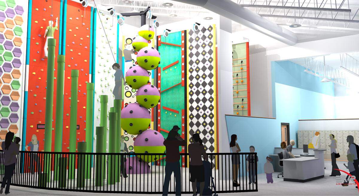 The new Fairview Heights recreation center will have a Clip 'n Climb area instead of a traditional climbing wall, the only one of its kind in the region. The concept was developed in New Zealand.