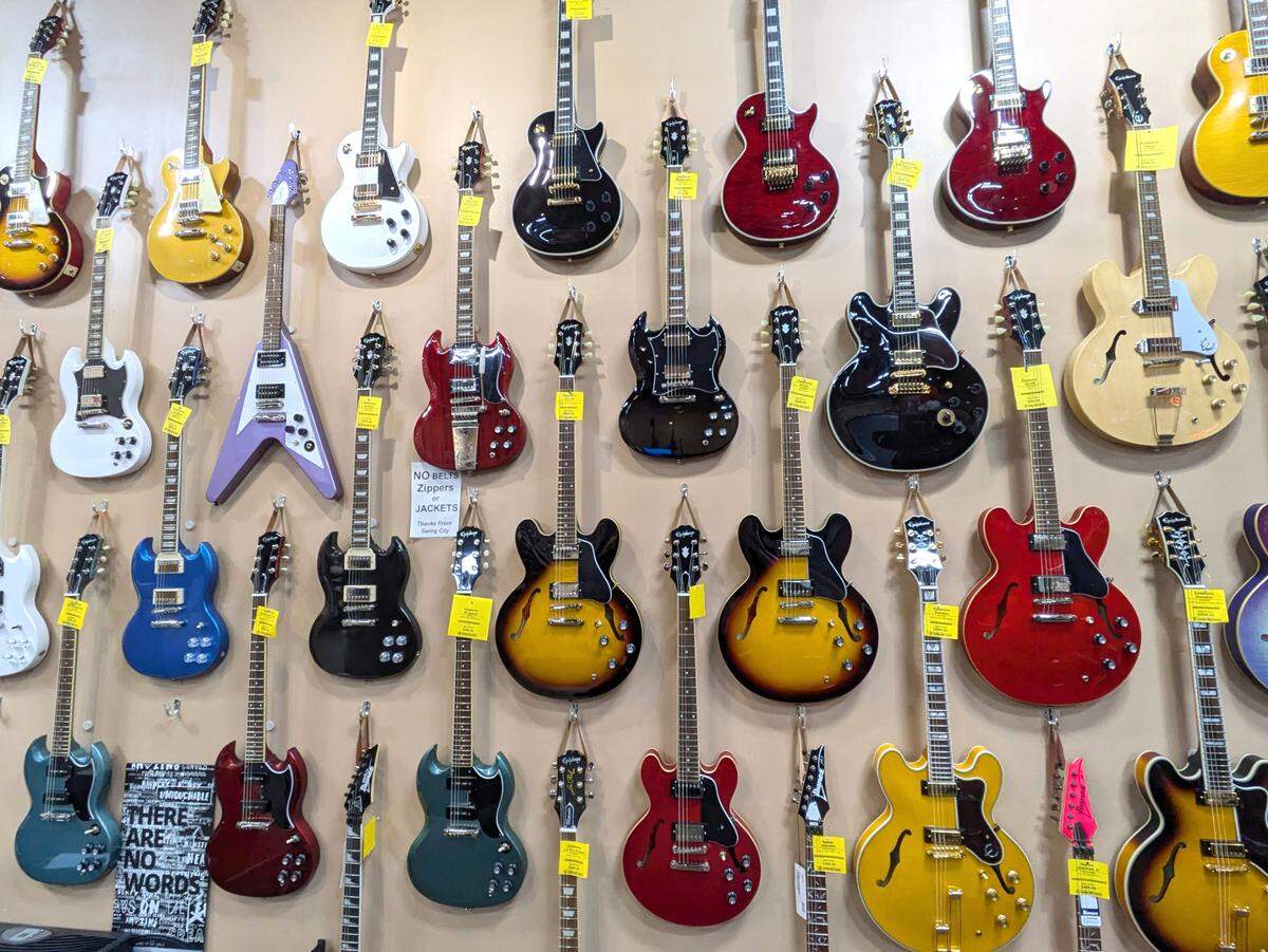 View of the guitar display