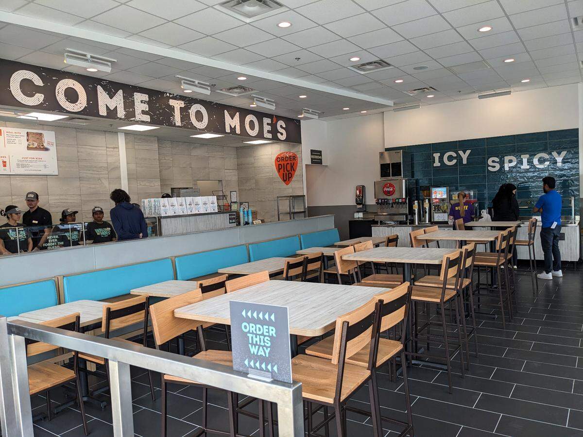 Overall view of the inside of Moe’s Southwest Grill at 2329 Plum Street, Unit 100, in Edwardsville