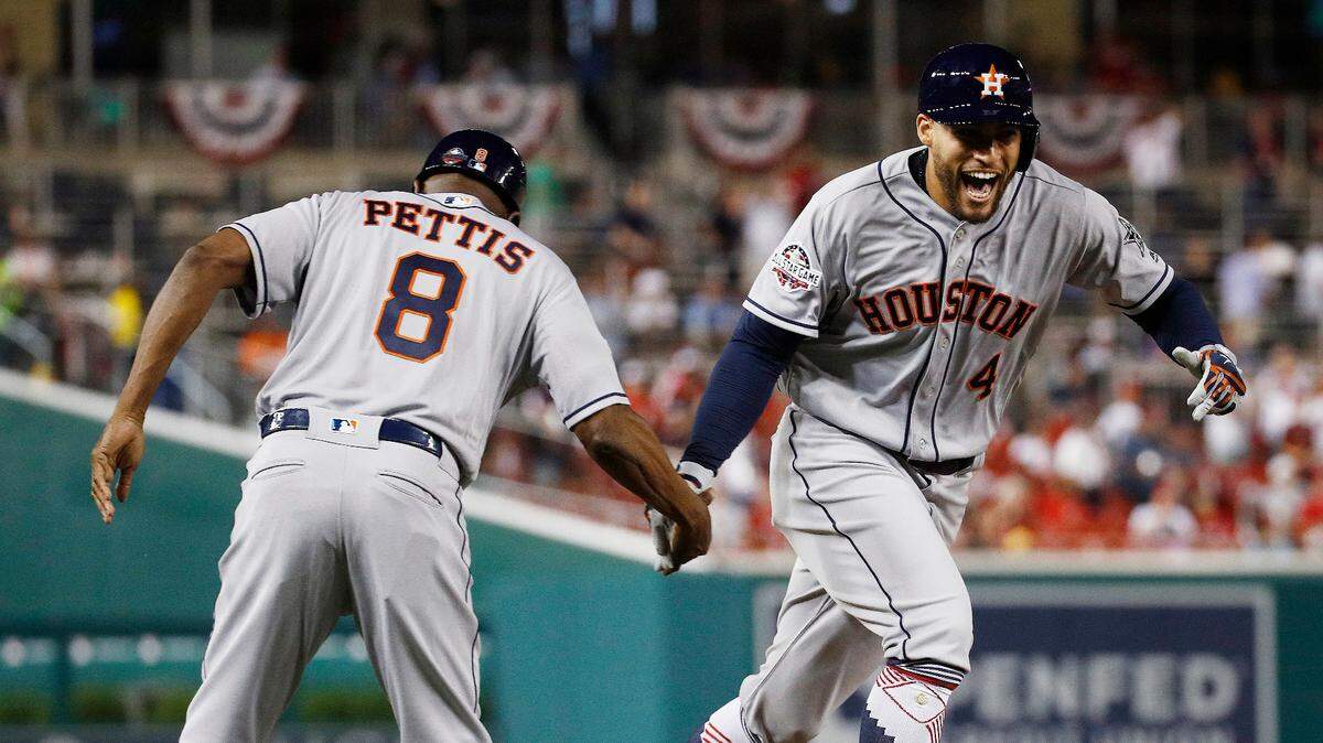 Houston Astros outfielder George Springer celebrates his solo home run in the tenth inning of the 2018 All-Star Game. It was one of 10 hit in the record-setting performance, and is another sign that old-fashioned baseball is long gone.