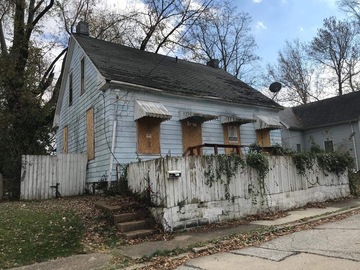 Several homes in the Belleville neighborhood south of Empire Comfort Systems and St. Paul’s Senior Community are boarded up. “No trespassing” and “Private property” signs are plentiful.