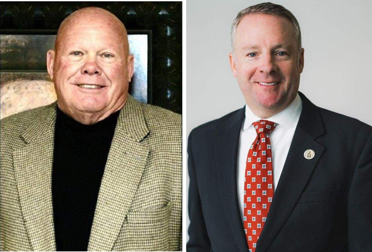 Swansea Mayor Jeff Parker, left, and Trustee Brian Thouvenot.