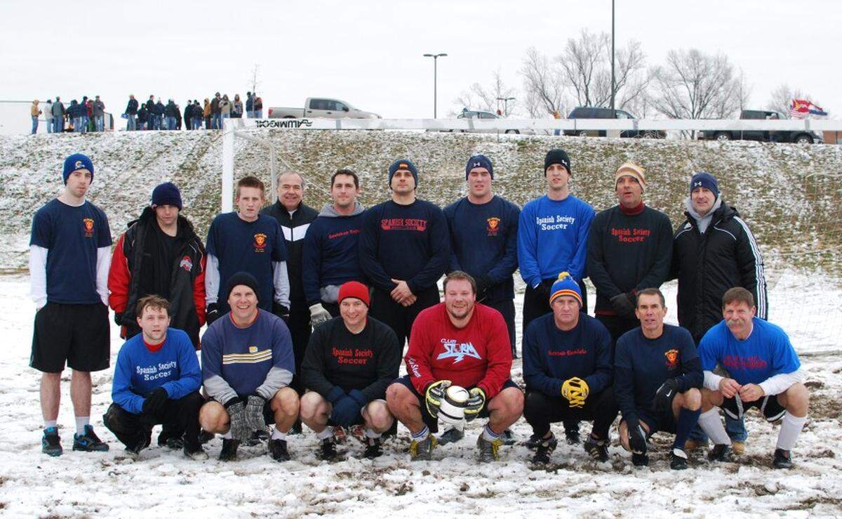 The St. Louis Spanish Society team poses for a photo after playing the Chorizo Bowl soccer game at Carondelet Park on Jan. 1, 2013.