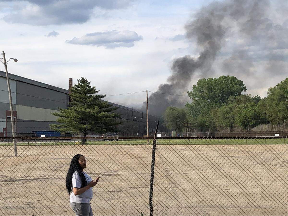 Black smoke billowing from a fire at Magnesium Elektron North America in Madison on May 7, 2020, could be seen from miles away.