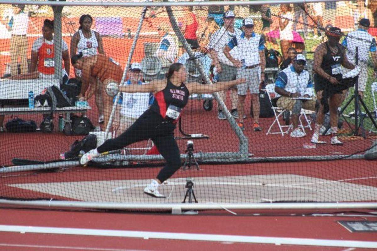 Highland graduate Taylor Kesner competes during a meet as a sophomore for the Illinois State track team. Kesner enjoyed an outstanding campaign and now will take her talents to the University of Wisconsin.
