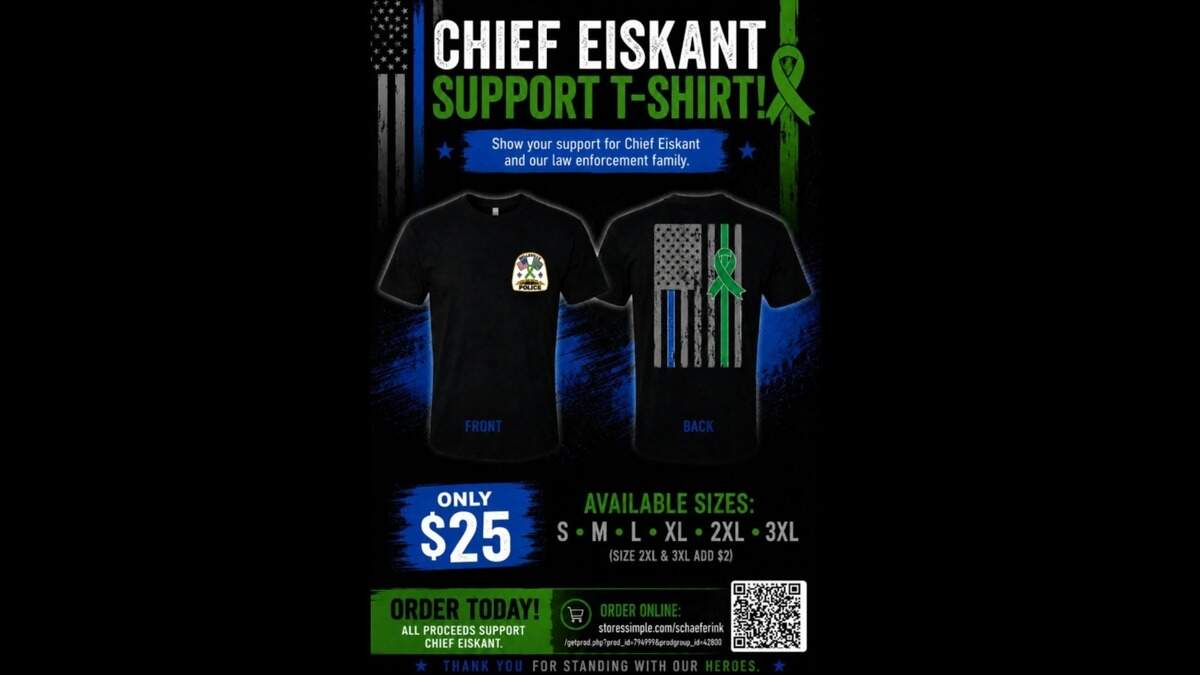 This flyer, which was posted on Belleville Police Department’s Facebook page, advertises a T-shirt sale that’s raising money for Police Chief Matt Eiskant, who is undergoing medical treatment.