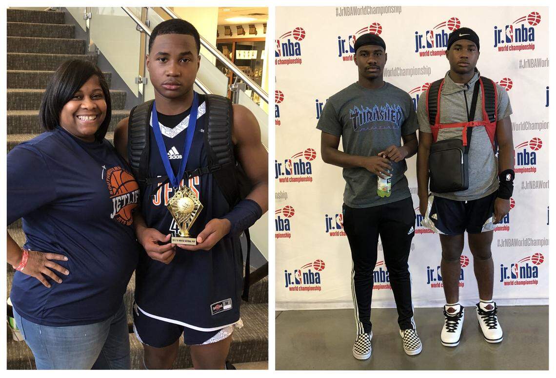 Jaylon McKenzie poses with his mother, Sukeena Gunner, and brother, Brandan McKenzie.