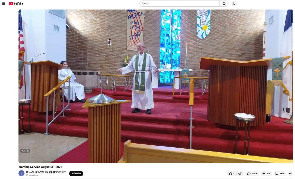 The Rev. Bill Hale, pastor of St. John Lutheran Church in Granite City, is shown in a YouTube video of a service last summer.